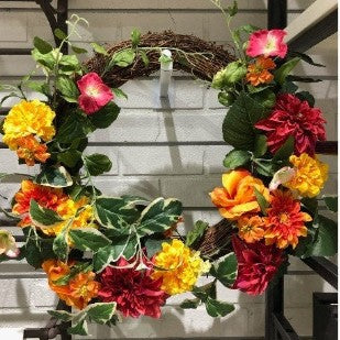 Mixed Floral Wreath-24" Wreath-Outdoor/Indoor Wreath-Hanging Decoration