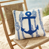 Decorative Throw Pillow - Nautical Anchor - Blue & White